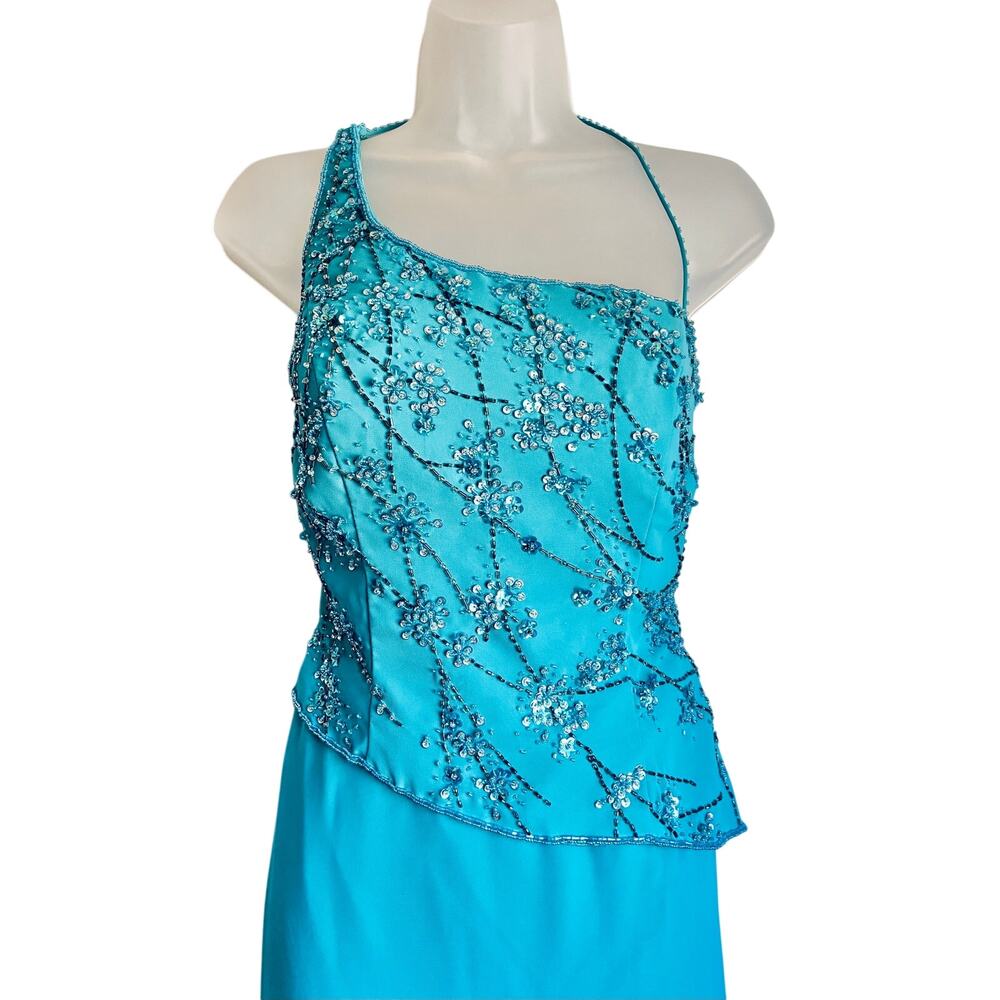Formal Dress y2k Vintage Beaded Fairy Tagged 10 Altered 6 Turquoise